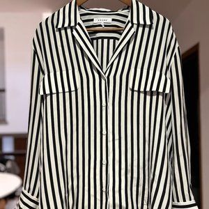 FRAME Striped Silk Blouse - Size: Large